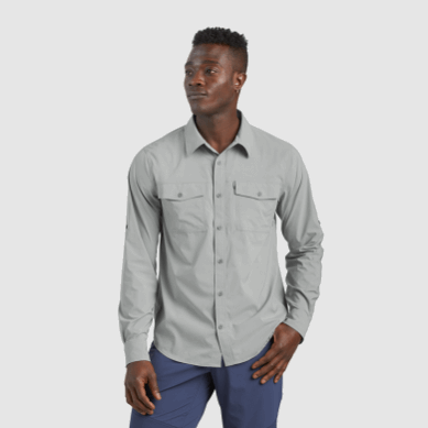 Outdoor UK Men's Way Station Long Sleeve Shirt Light Pewter Heather