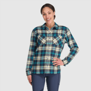 Outdoor UK Women's Feedback Flannel Shirt Deep Lake Plaid