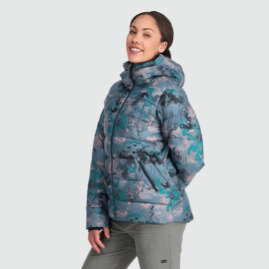 Outdoor UK Women's Coldfront Down Hoodie Nimbus Watercolor