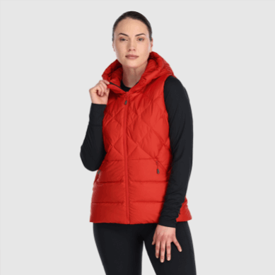 Outdoor UK Women's Coldfront Hooded Down Vest Cranberry