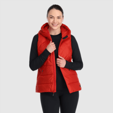 Outdoor UK Women's Coldfront Hooded Down Vest Cranberry