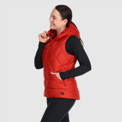 Outdoor UK Women's Coldfront Hooded Down Vest Cranberry
