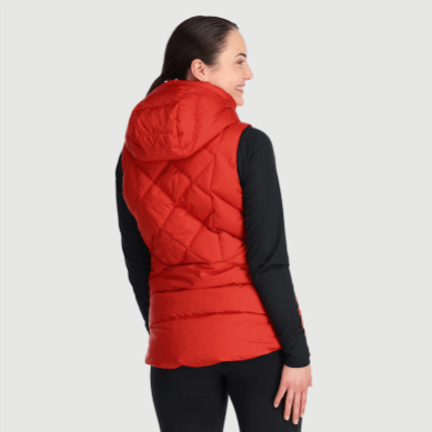 Outdoor UK Women's Coldfront Hooded Down Vest Cranberry