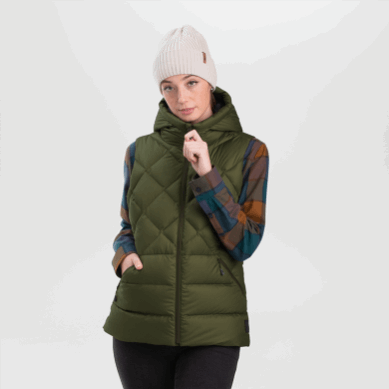 Outdoor UK Women's Coldfront Hooded Down Vest Loden
