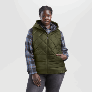 Outdoor UK Women's Coldfront Hooded Down Vest Loden