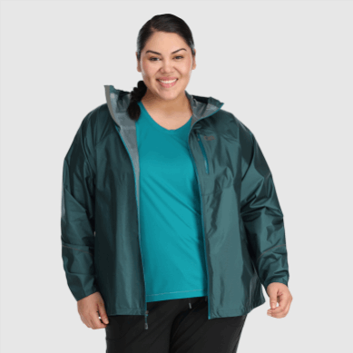 Outdoor UK Women's Helium Rain Plus Size Jacket Treeline
