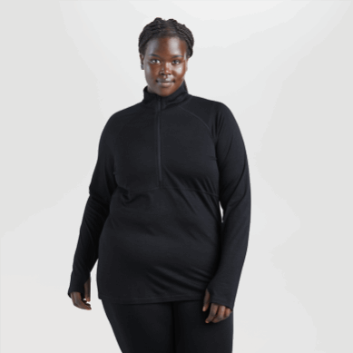 Outdoor UK Women's Alpine Onset Merino Half Zip Black