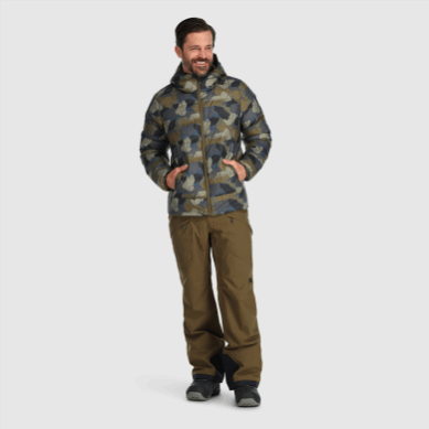 Outdoor UK Men's Coldfront Down Hoodie Loden Camo