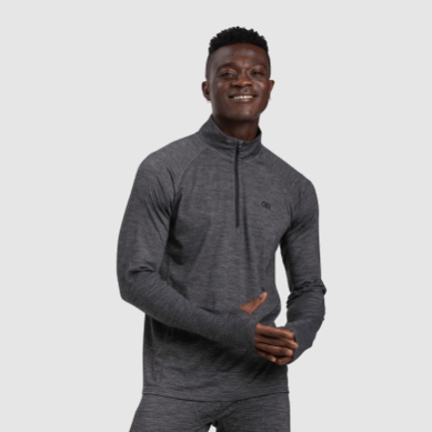 Outdoor UK Men's Alpine Onset Merino Quarter Zip Charcoal Heather
