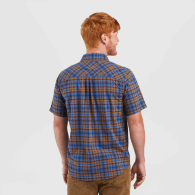 Outdoor UK Men's Wanderer S/S Shirt Classic Blue Plaid