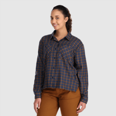 Outdoor UK Women's Feedback Flannel Shirt Light Naval Blue Plaid