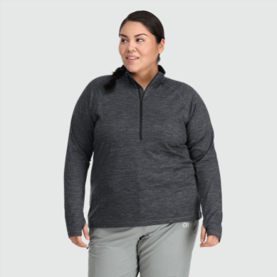 Outdoor UK Women's Alpine Onset Merino 150 Half Zip-Plus Charcoal Heather