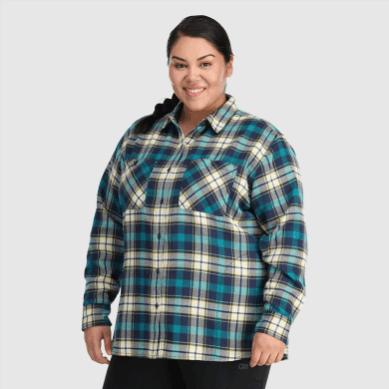 Outdoor UK Women's Feedback Flannel Shirt-Plus Deep Lake Plaid