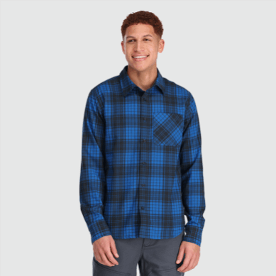 Outdoor UK Men's Kulshan Flannel Shirt Classic Blue Plaid