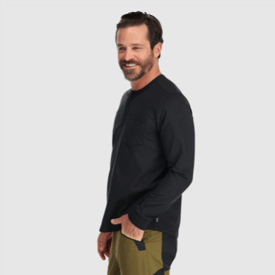 Outdoor UK Men's Baritone L/S Henley Black