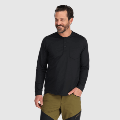 Outdoor UK Men's Baritone L/S Henley Black