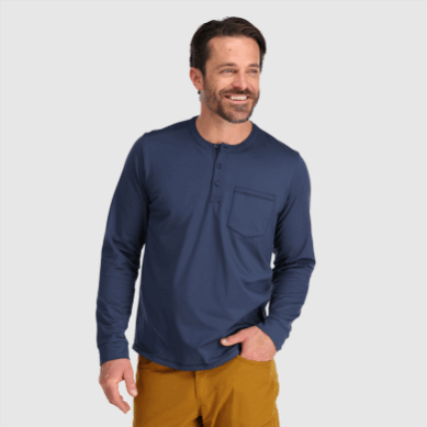 Outdoor UK Men's Baritone L/S Henley Naval Blue