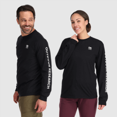 Outdoor UK Or Lockup Chest Logo L/S Tee Black/White