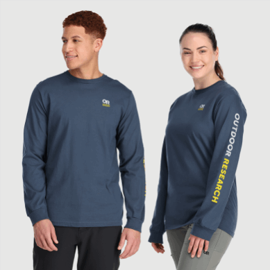 Outdoor UK Or Lockup Chest Logo L/S Tee Naval Blue/Larch